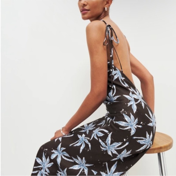 Reformation Dresses & Skirts - Reformation Linen Date Palm Floral Halter midi Dress NEW